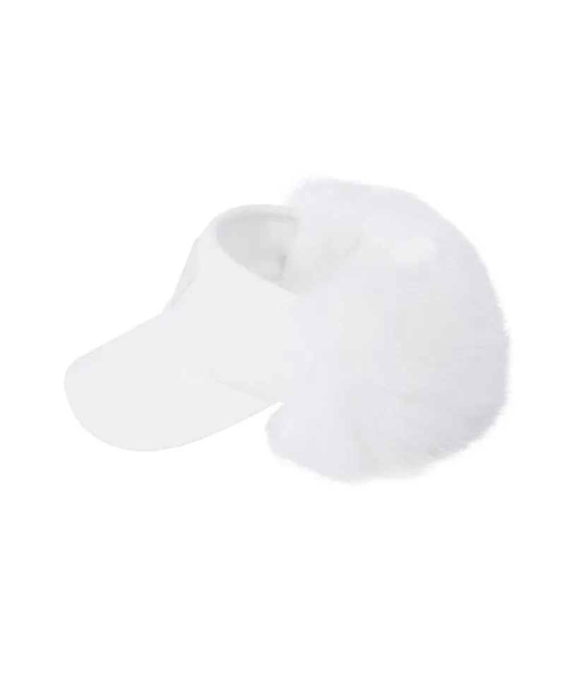 CREVE NINE: Ear-Shaped Fur Visor - White
