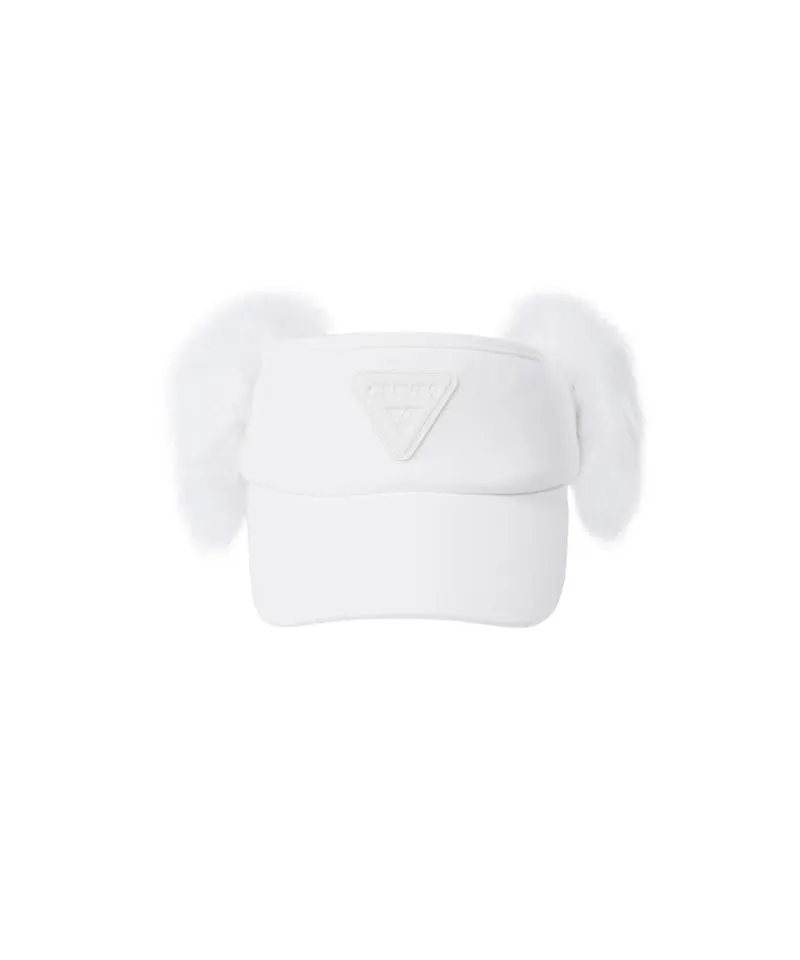 CREVE NINE: Ear-Shaped Fur Visor - White