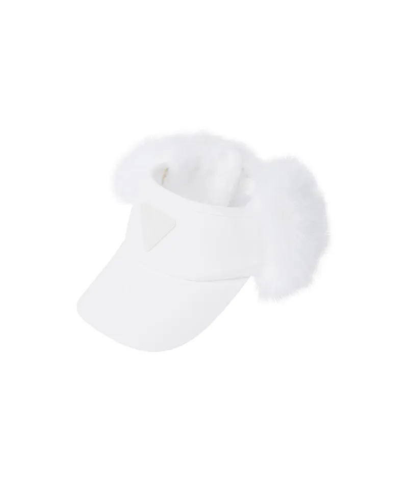 CREVE NINE: Ear-Shaped Fur Visor - White
