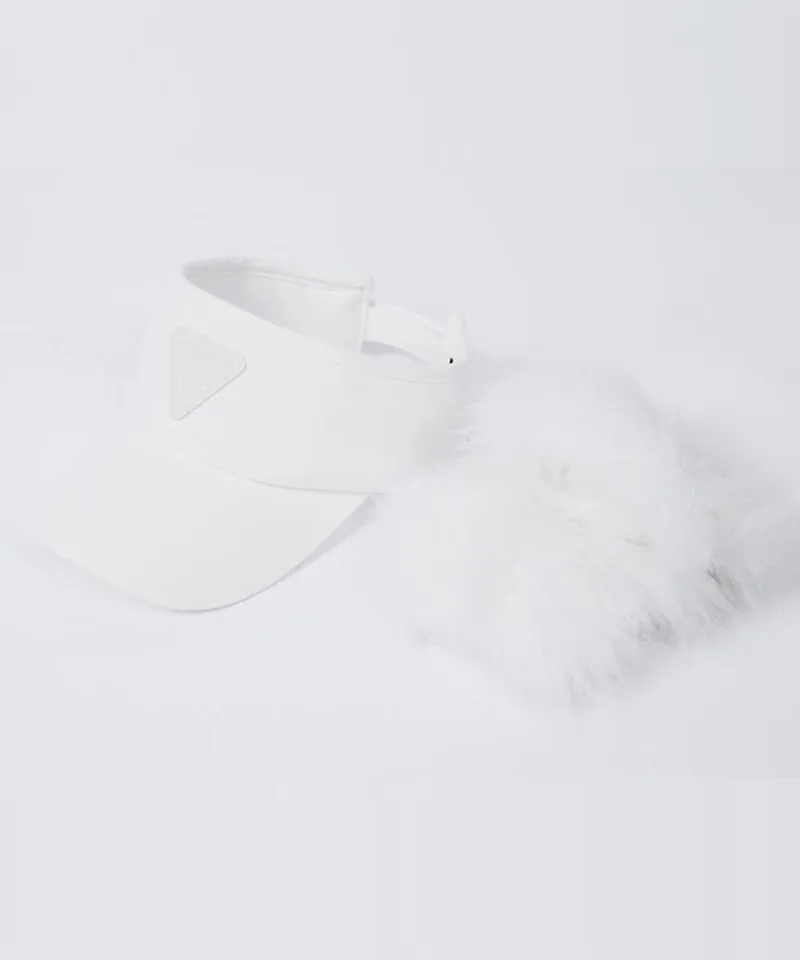 CREVE NINE: Ear-Shaped Fur Visor - White