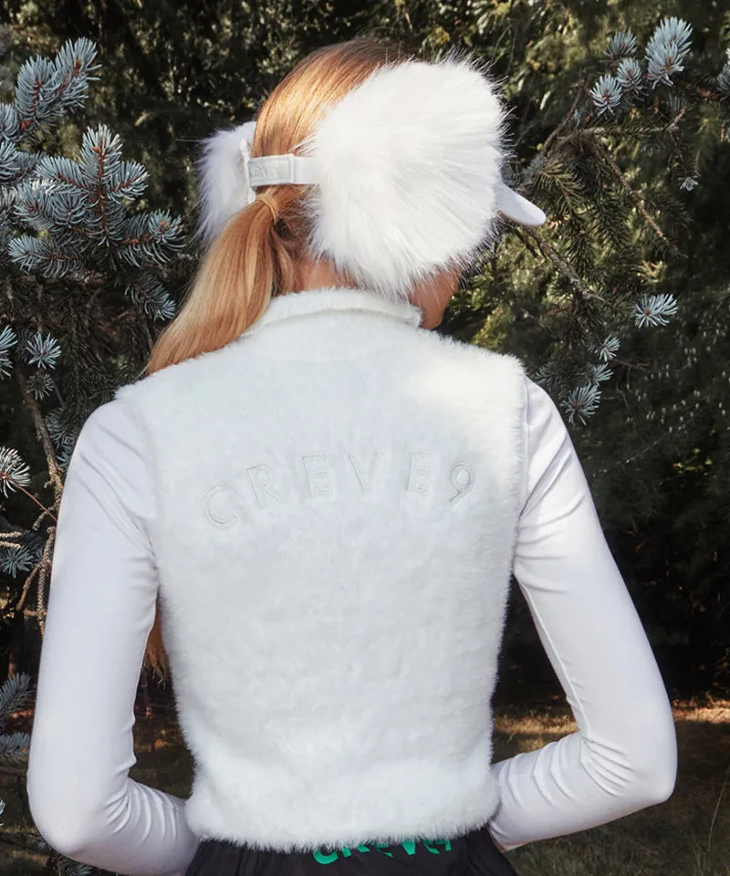 CREVE NINE: Ear-Shaped Fur Visor - White