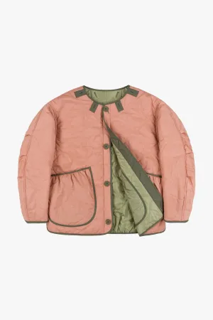 Cropped Quilt Jacket - Pale Pink / Pale Sage
