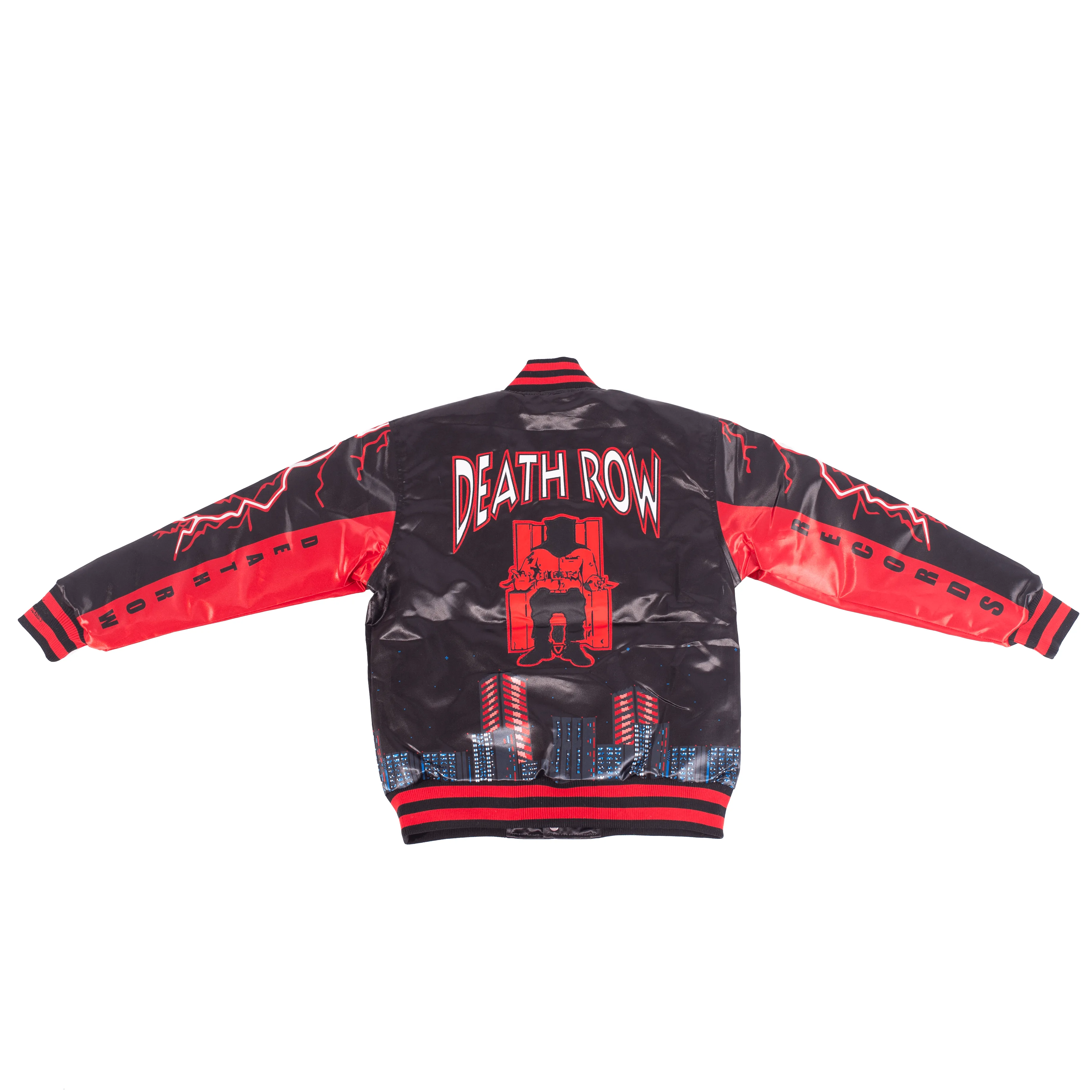 DEATH ROW LIGHTNING SATIN JACKET BLACK/RED