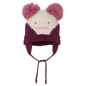 Deux par Deux E10ZF02 Earflap Knit Hat (Burgundy/White)