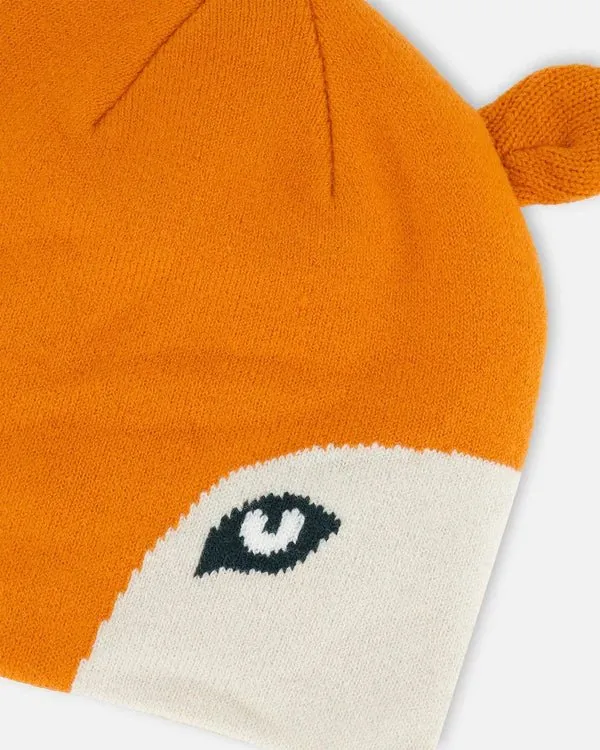 Deux par Deux - Knit Hat Orange Fox Face