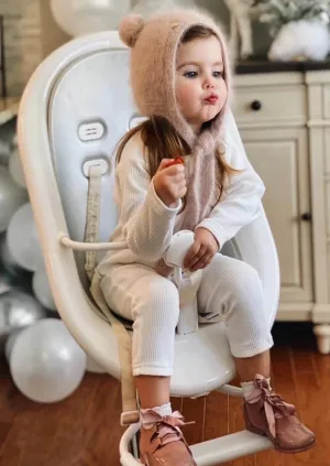 Dusky Pink Cashmere Teddy Hat