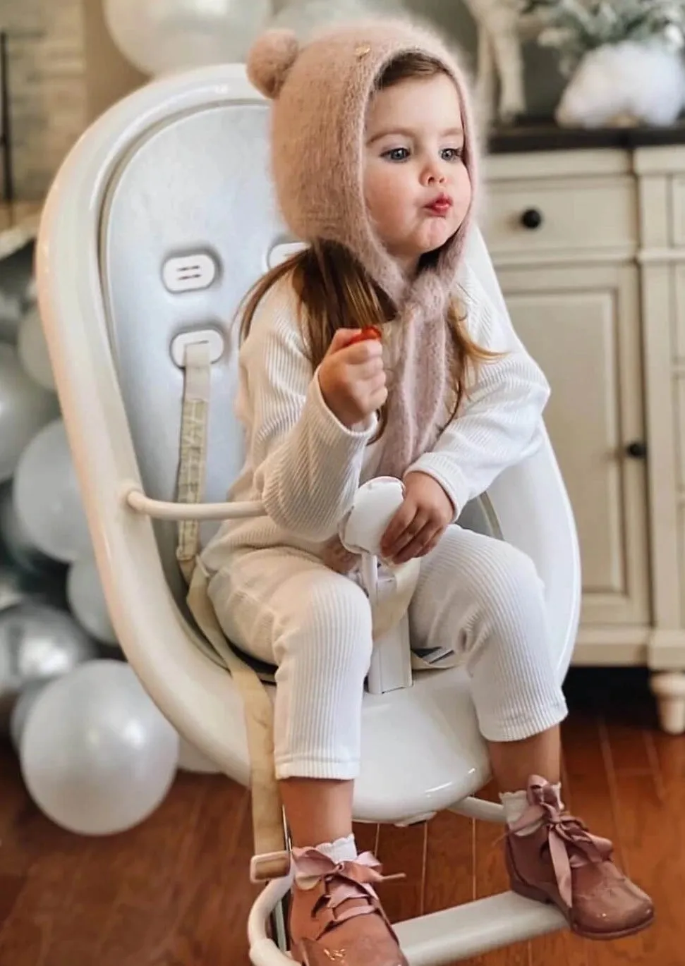 Dusky Pink Cashmere Teddy Hat