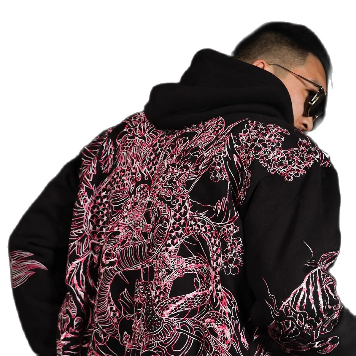 Embroidery Heavy Work Hooded Cardigan Coats  Men Boys