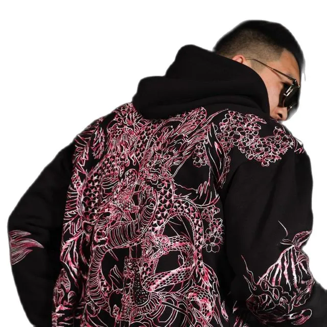 Embroidery Heavy Work Hooded Cardigan Coats  Men Boys