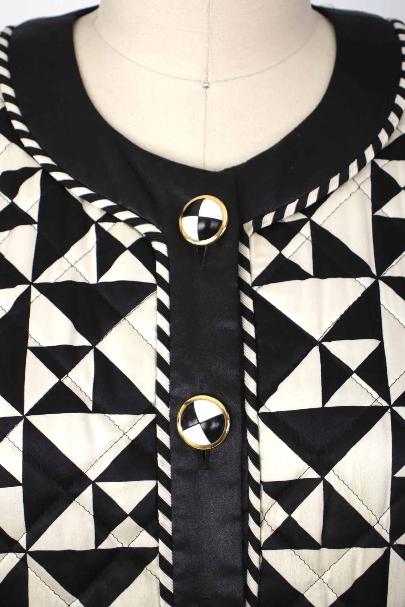 Escada Silk Quilted Op-Art Jacket