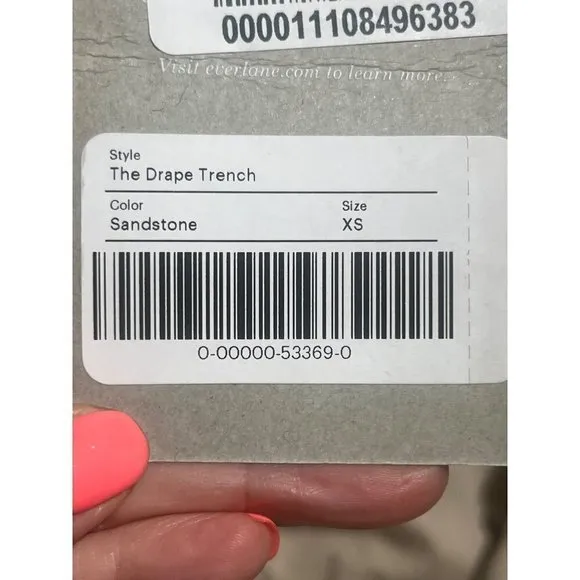 Everlane The Drape Trench in Sandstone XSmall New no belt Womens Jacket