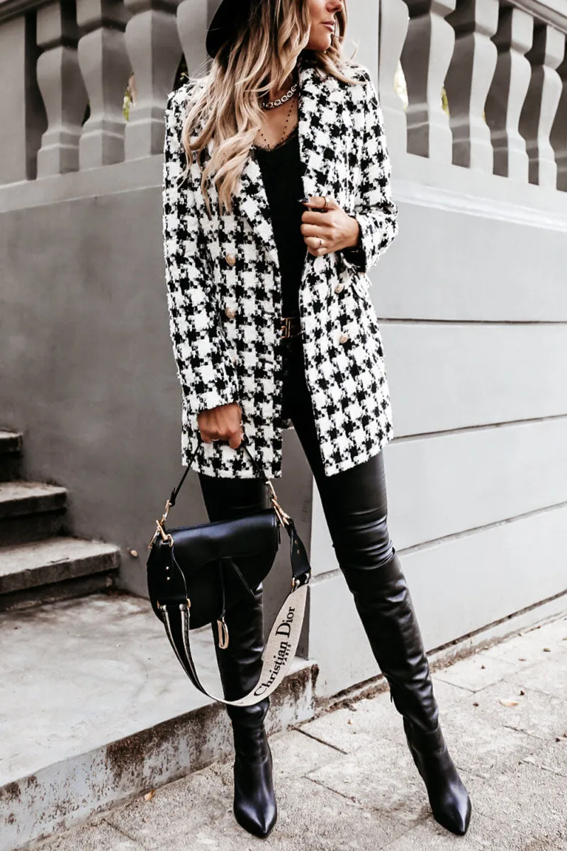 Fashion Street Plaid Turn-back Collar Outerwear(5 Colors)