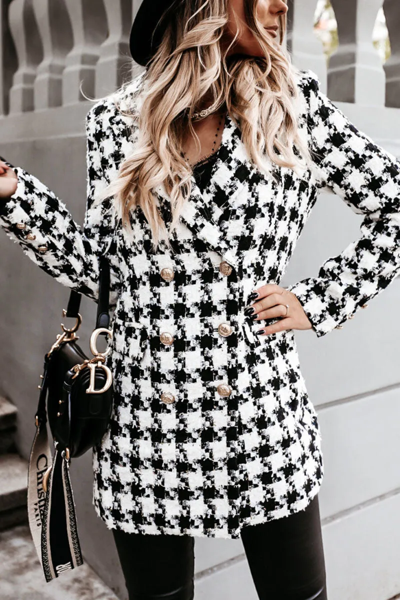 Fashion Street Plaid Turn-back Collar Outerwear(5 Colors)