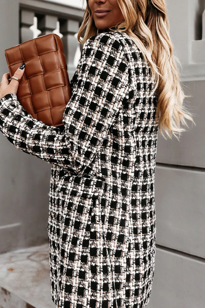 Fashion Street Plaid Turn-back Collar Outerwear(5 Colors)