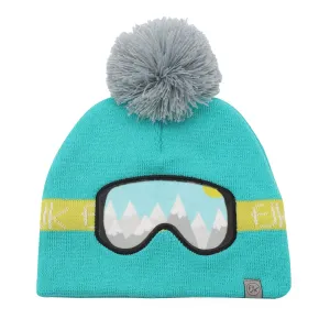 FLAPJACKKIDS  - Knitted Toque Ski Goggles Turquoise Med/Lrg