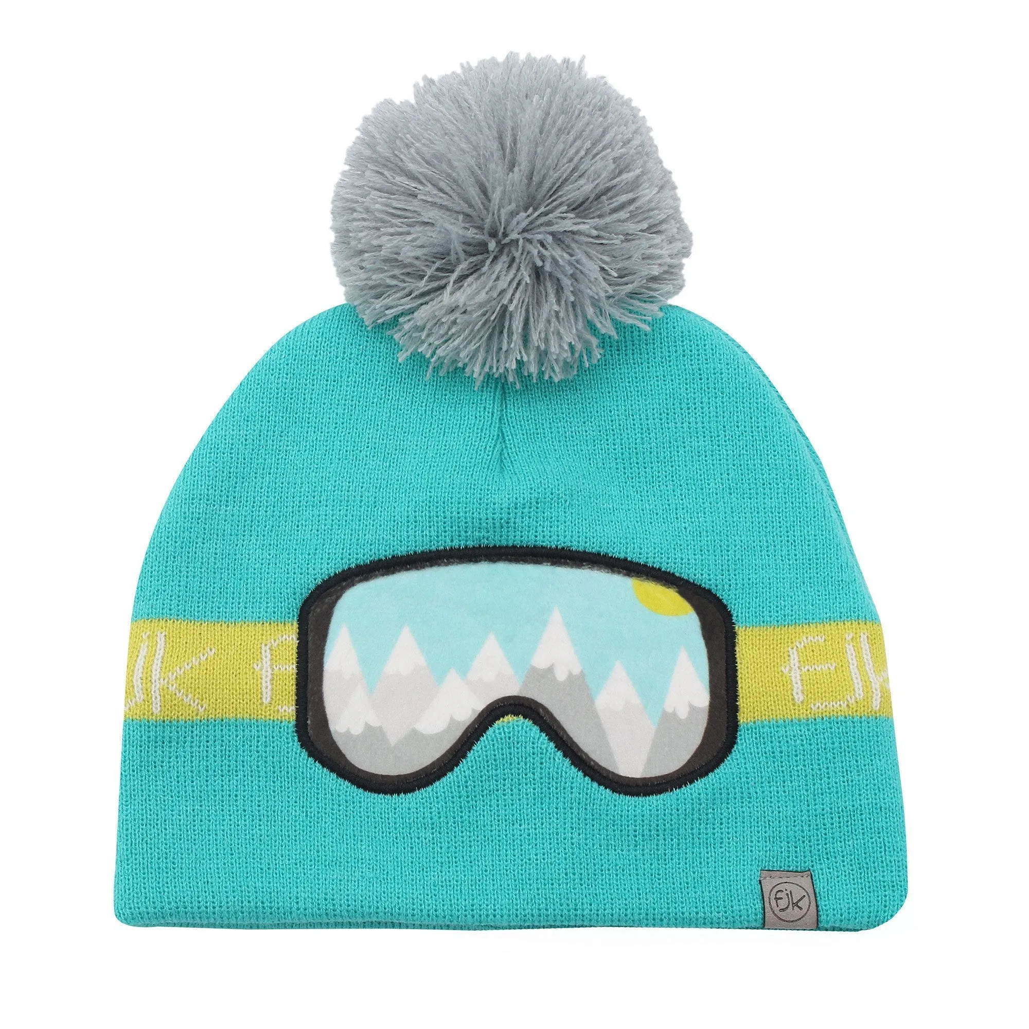 FLAPJACKKIDS  - Knitted Toque Ski Goggles Turquoise Med/Lrg