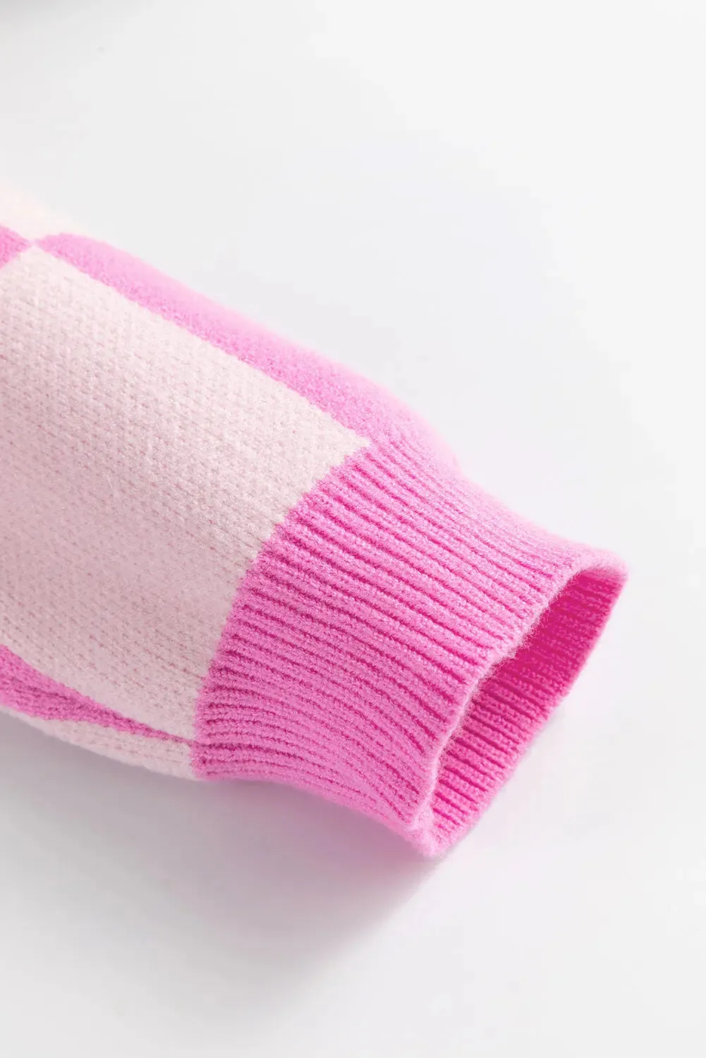 'Galena' Pink Checkered Sweater