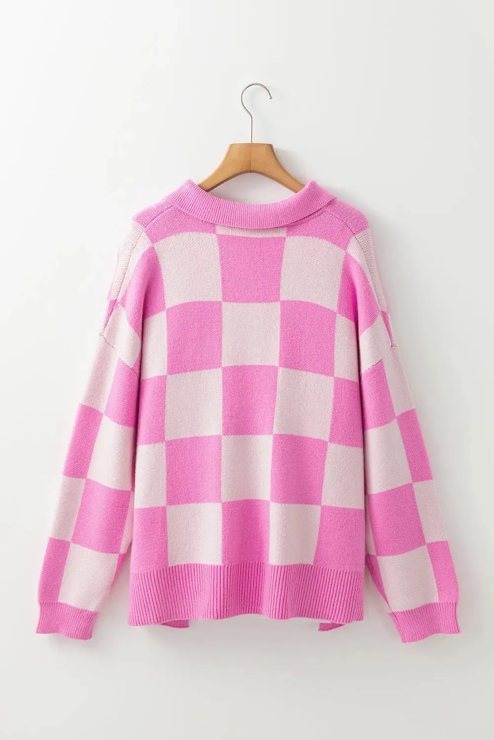 'Galena' Pink Checkered Sweater