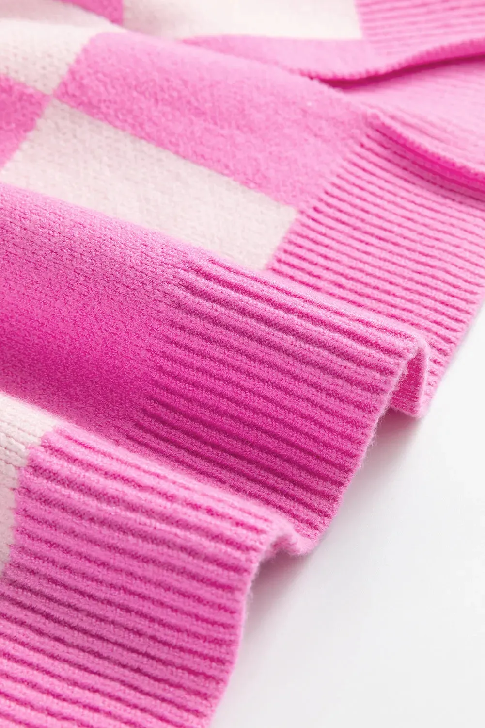 'Galena' Pink Checkered Sweater
