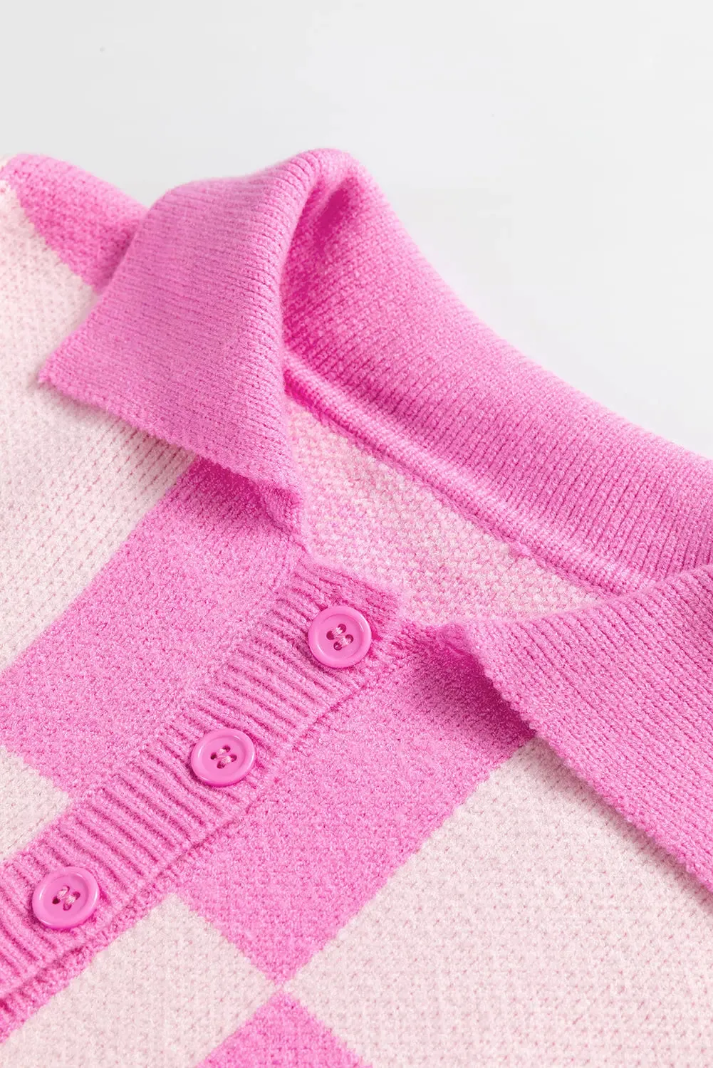'Galena' Pink Checkered Sweater