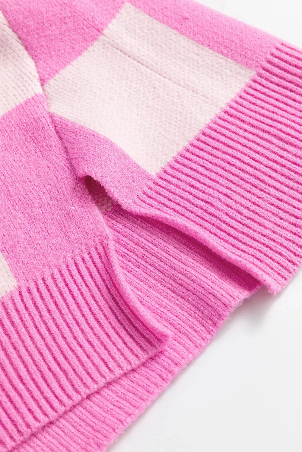 'Galena' Pink Checkered Sweater