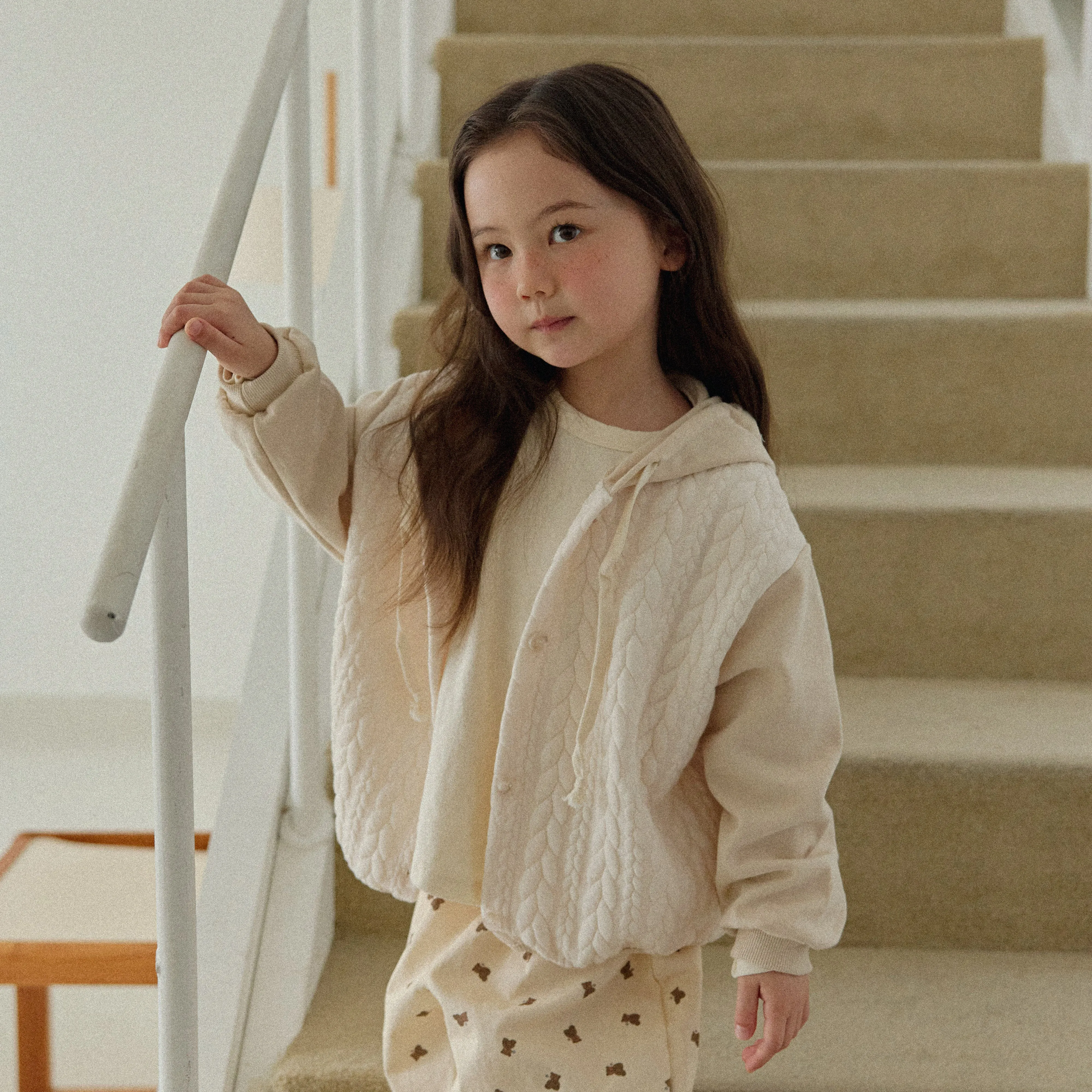 Girls & Boys Butter Button Hoodie - Cream