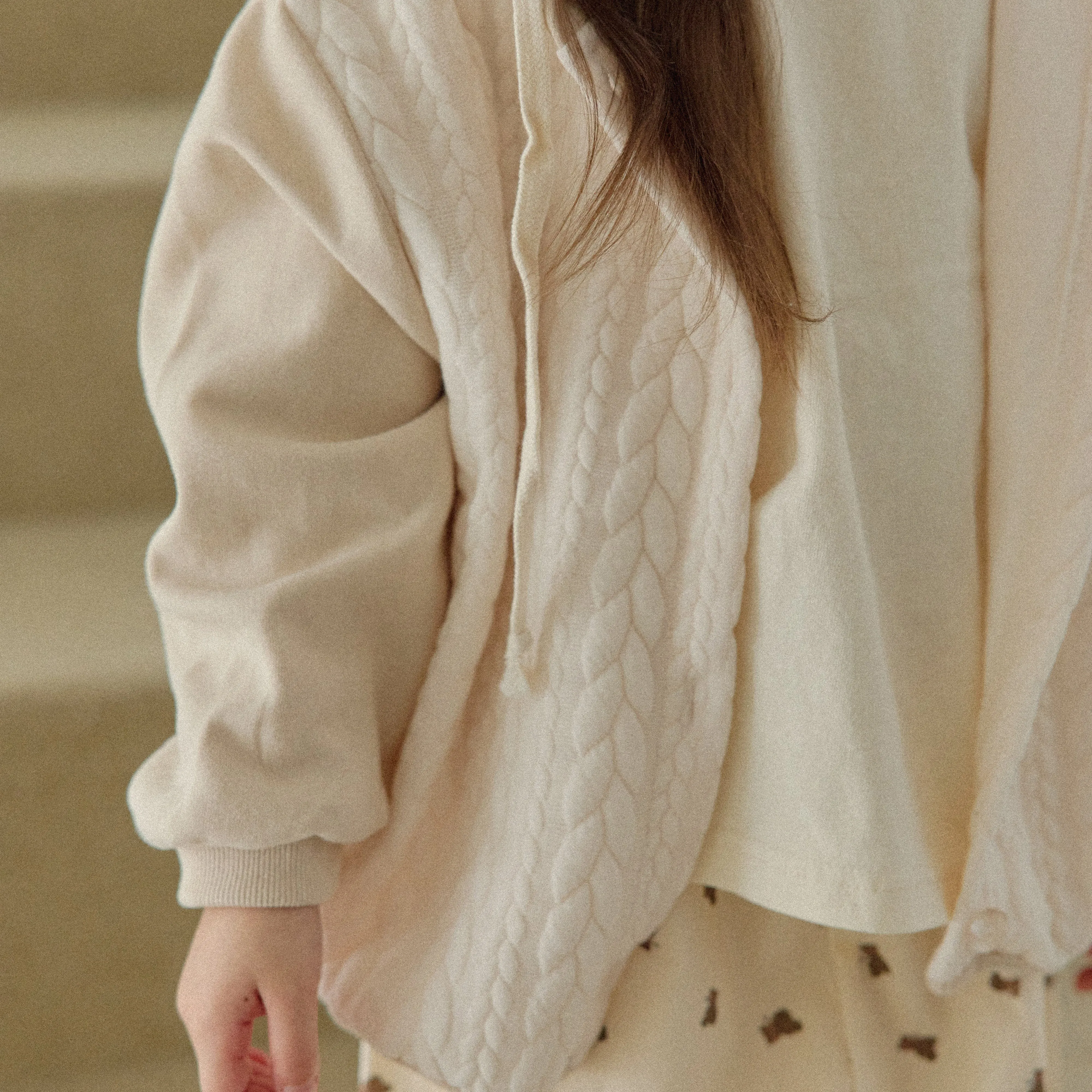 Girls & Boys Butter Button Hoodie - Cream