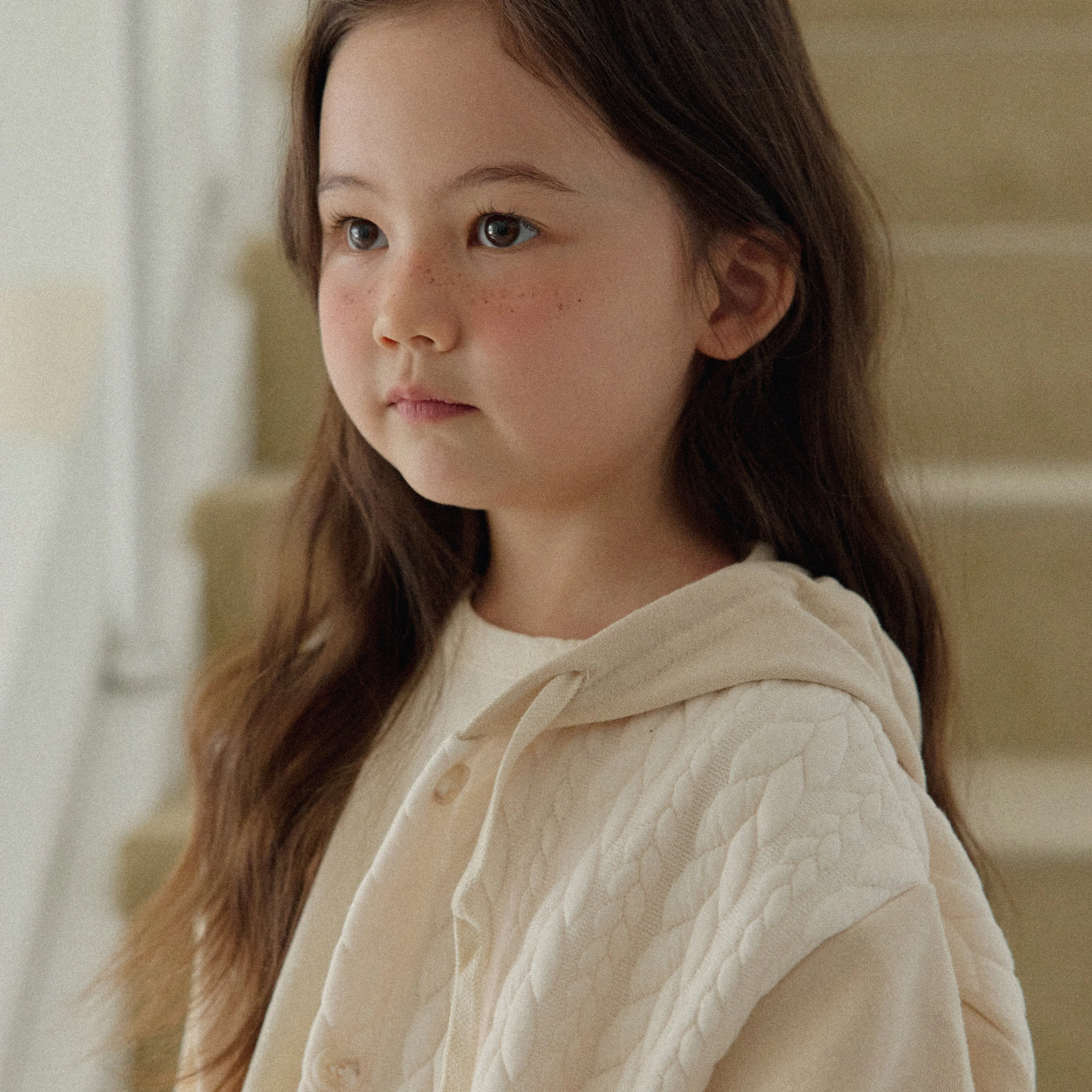 Girls & Boys Butter Button Hoodie - Cream