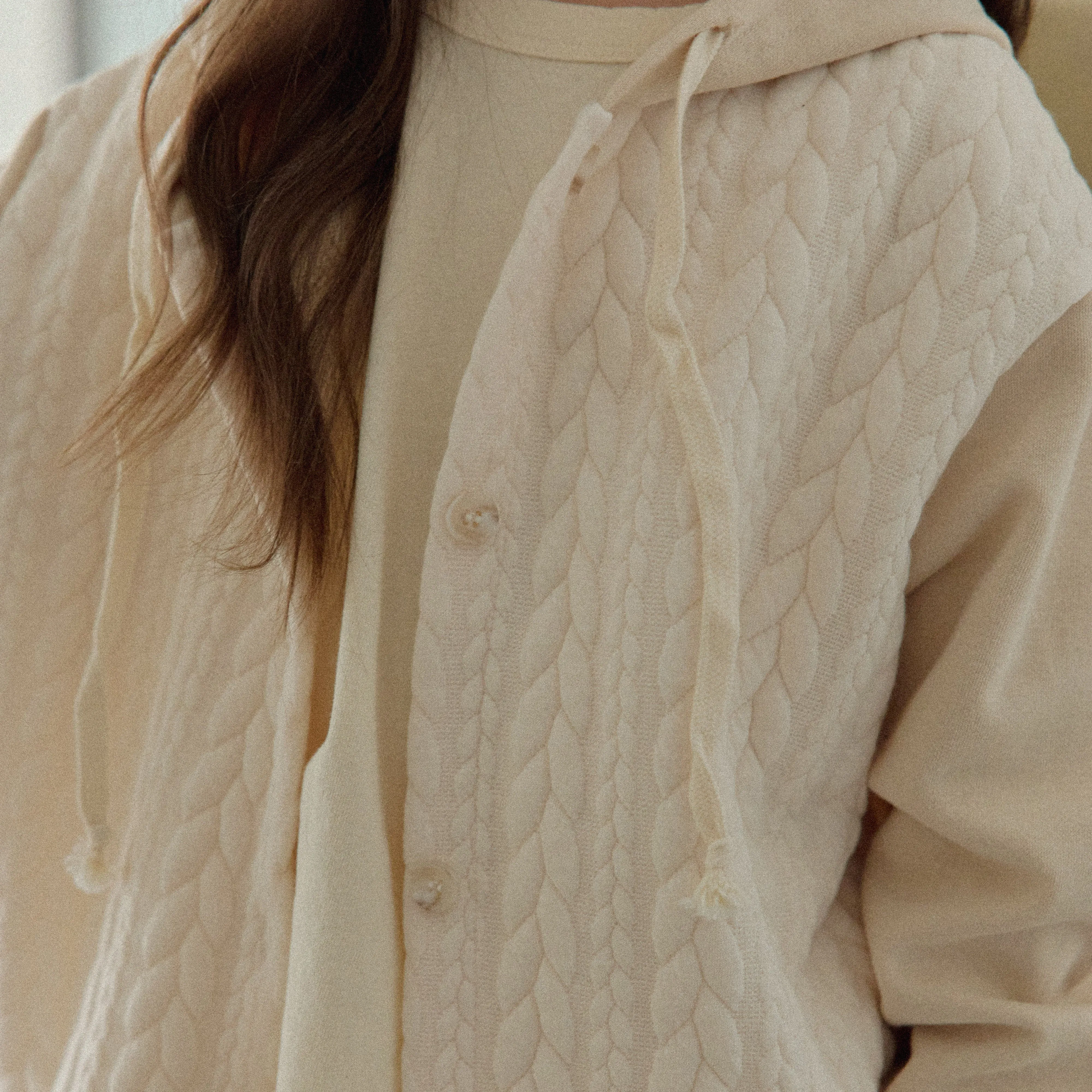 Girls & Boys Butter Button Hoodie - Cream
