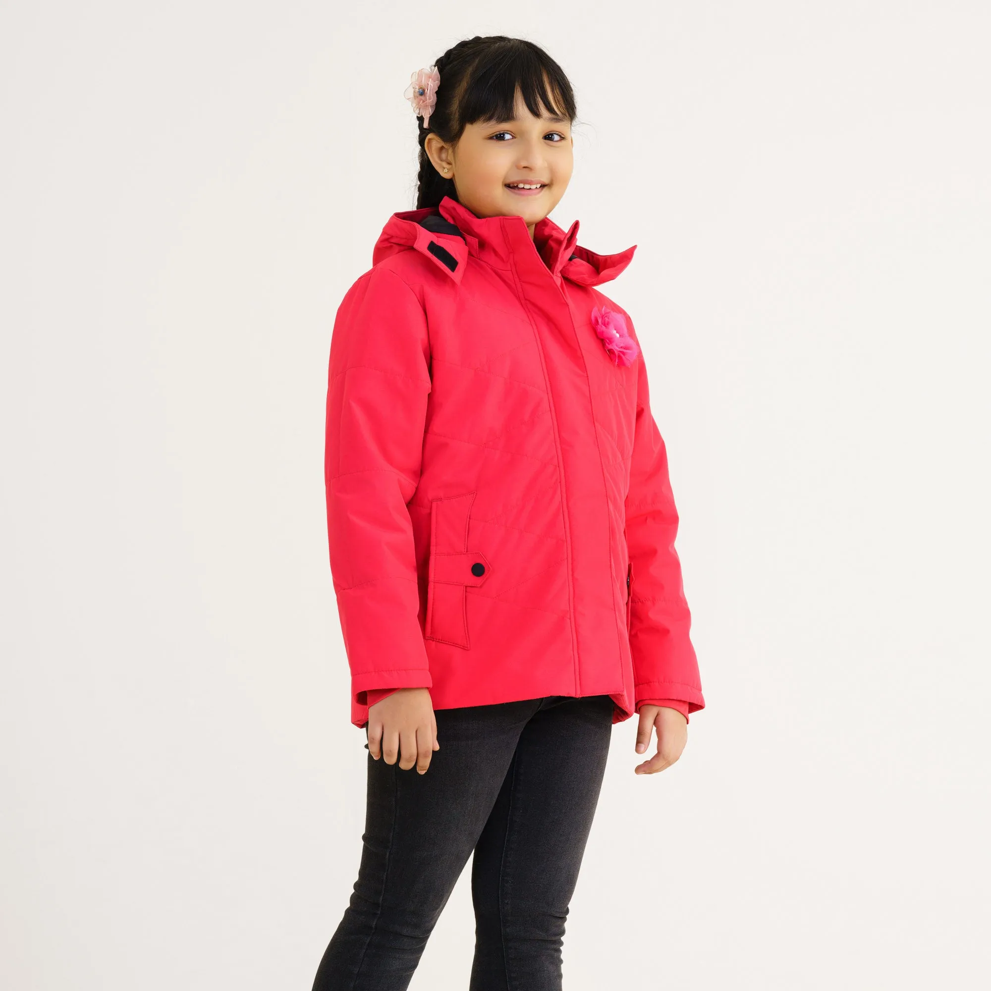 Girls Quilted Hot Pink Jacket