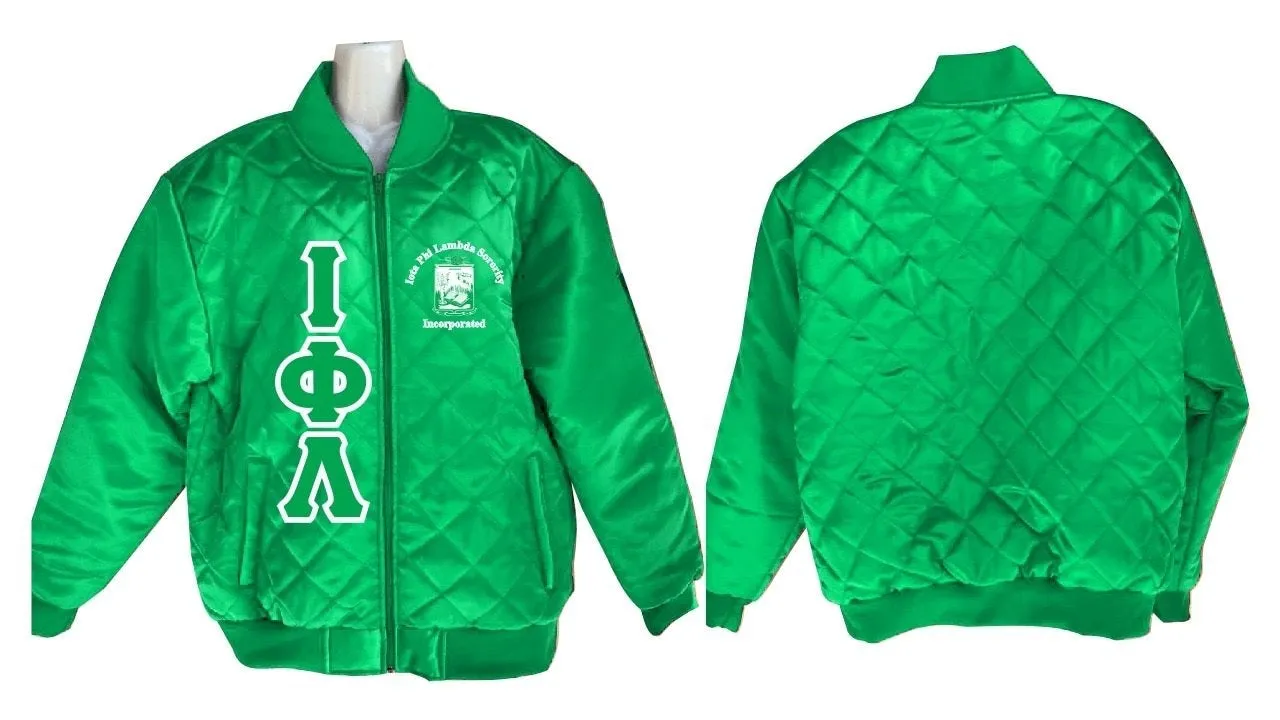Greek Letter Satin Quilted Jacket