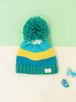 Green and Mustard Bobble Hat