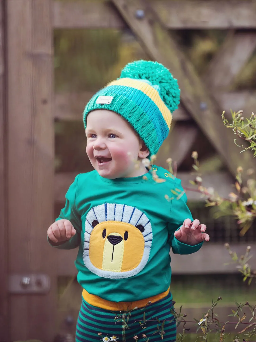 Green and Mustard Bobble Hat