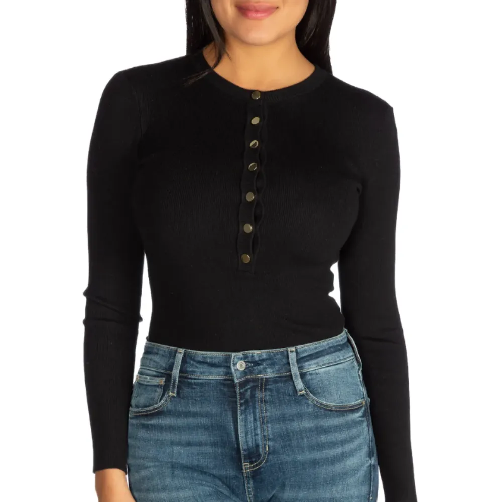 Guess Women's Rib Henley Rika Bodysuit