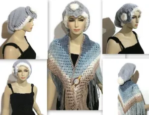 Hat, knit hat, slouchy knit hat,  silver blue alpaca fiber, The silver blue alpaca hat, woman size