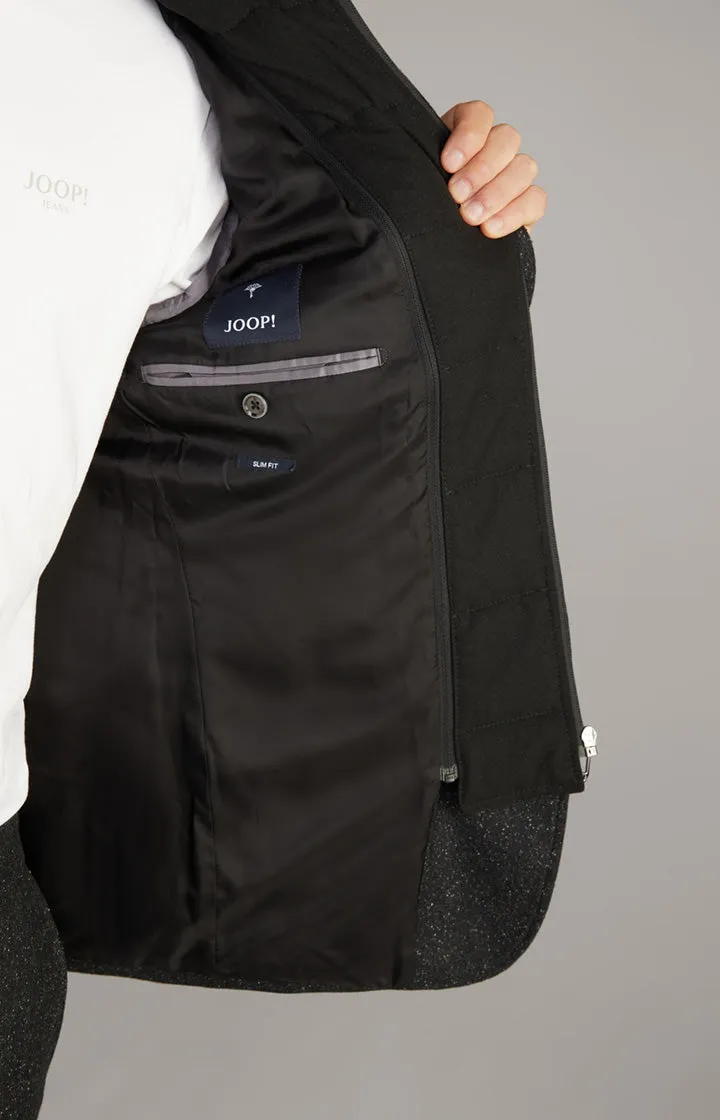 Hectar Wool & Silk Marled Field Coat in Black