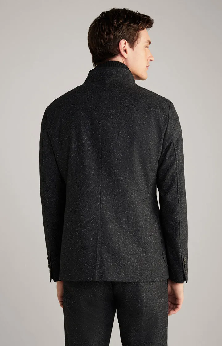 Hectar Wool & Silk Marled Field Coat in Black