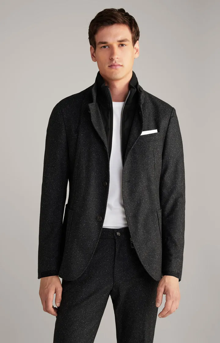 Hectar Wool & Silk Marled Field Coat in Black