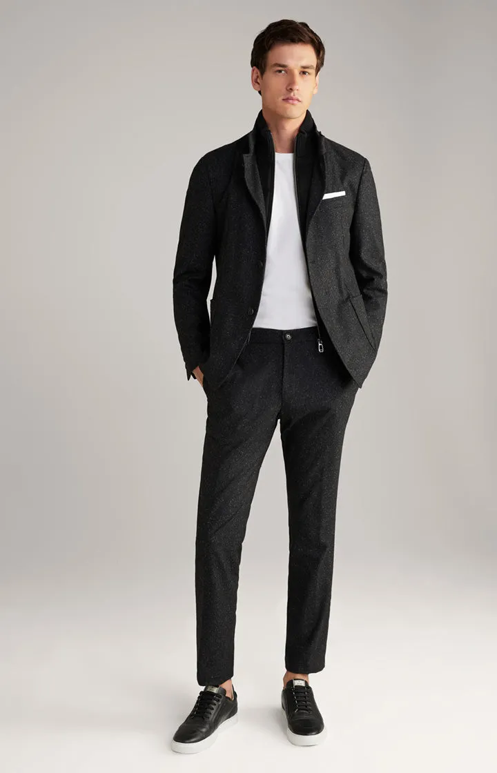 Hectar Wool & Silk Marled Field Coat in Black