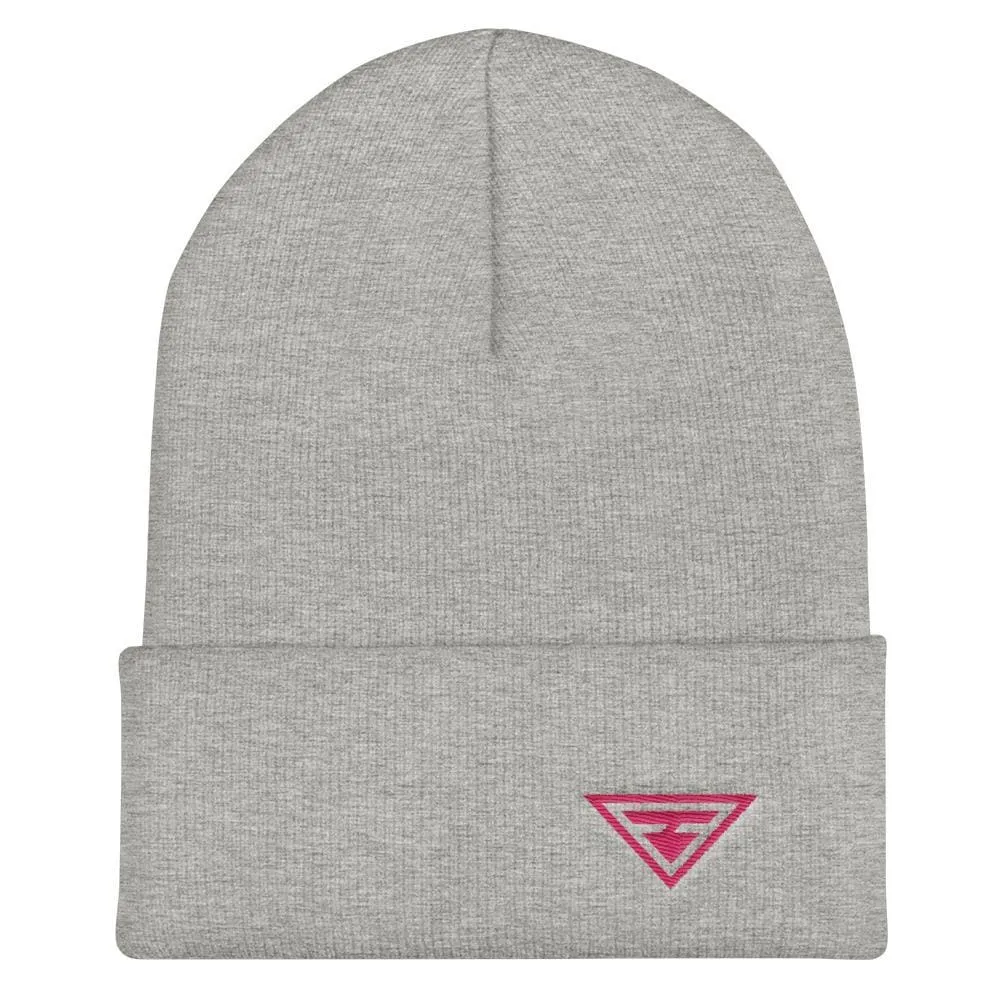 Hero Cuffed Beanie with Pink Embroidery