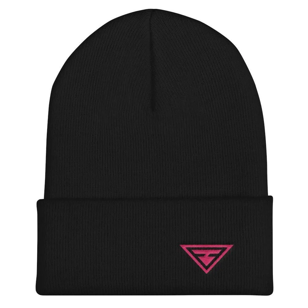 Hero Cuffed Beanie with Pink Embroidery