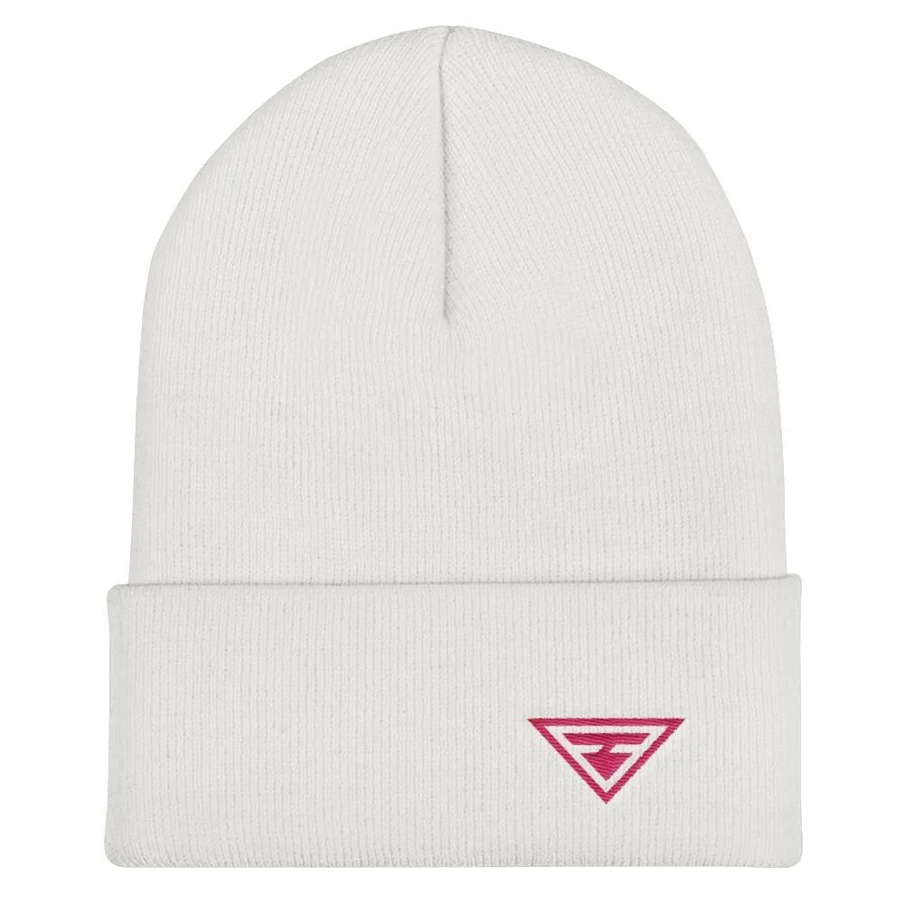Hero Cuffed Beanie with Pink Embroidery