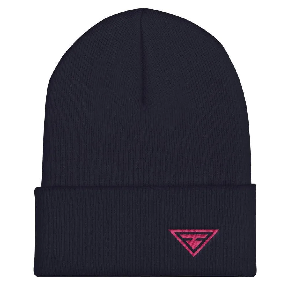 Hero Cuffed Beanie with Pink Embroidery