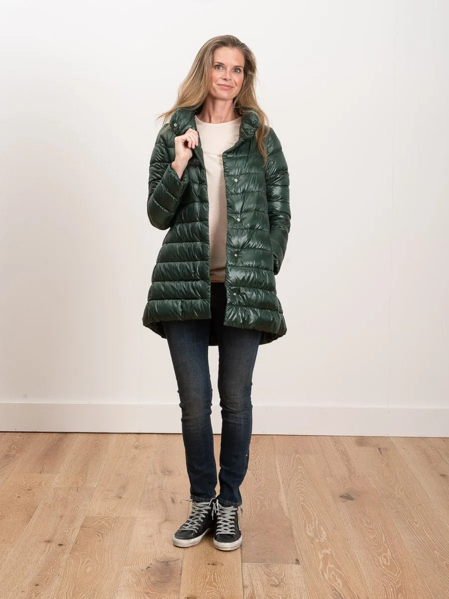 hi lo a-line jacket - evergreen