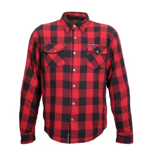 Hot Leathers JKM3003 Men's Red and Black Armored Flannel Jacket