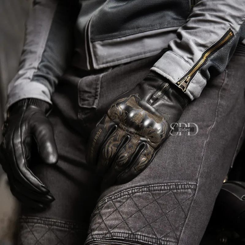 InfernoShield Leather Racing Gloves