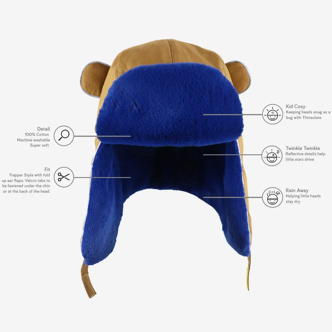 Kids Arctic Cub Hat: Cinnamon with Blue Fur
