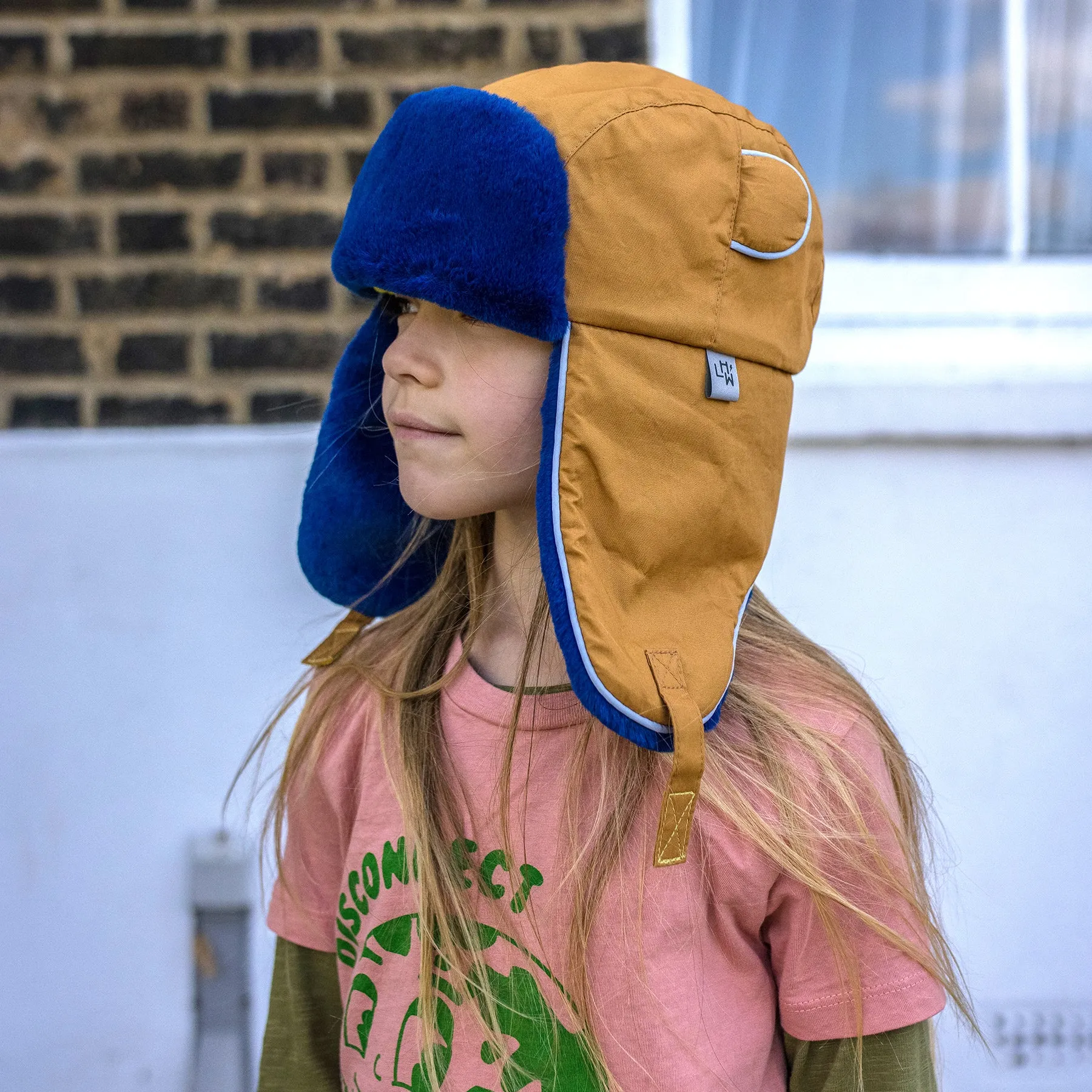 Kids Arctic Cub Hat: Cinnamon with Blue Fur