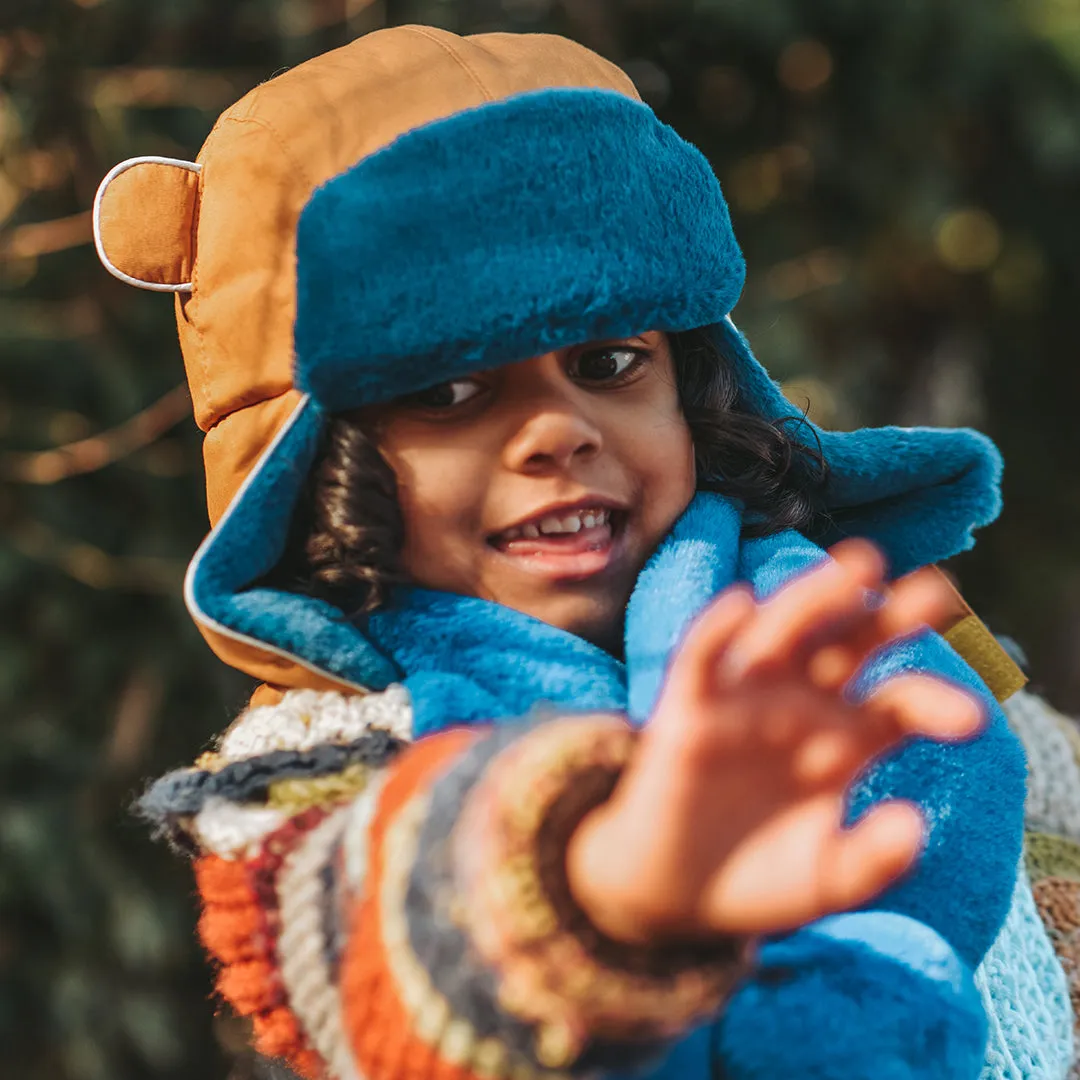 Kids Arctic Cub Hat: Cinnamon with Blue Fur