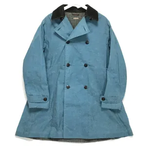[L] Kapital Waxed Cotton Tweed Lined Trench Coat Blue